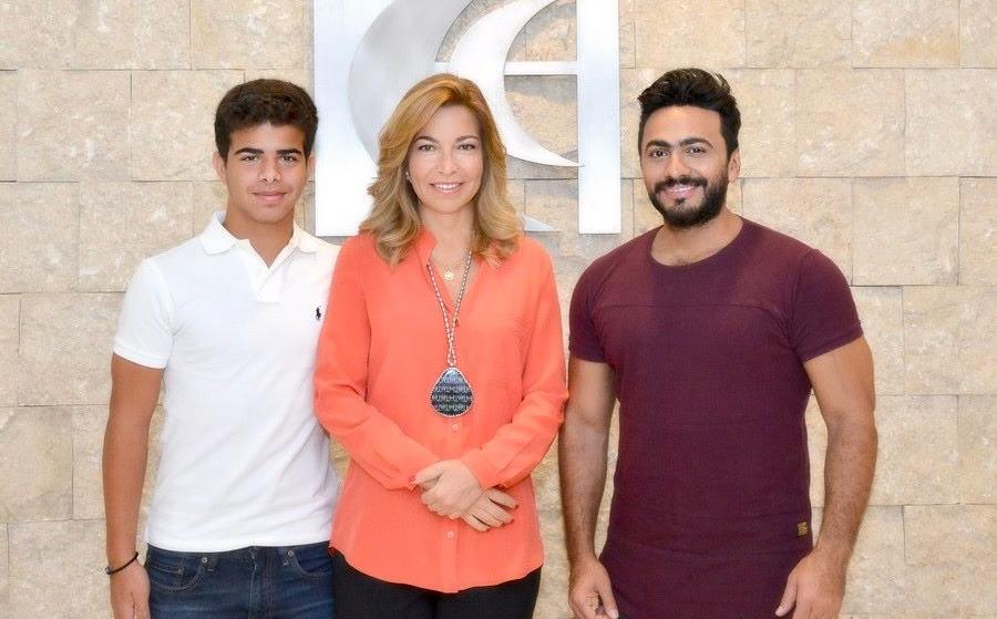 سمو الأميرة غيداء طلال تستقبل الفنان المصري تامر حسني في مركز الحسين للسرطان 
